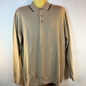Guide London Men's Oatmeal Cotton Knit Polo Sweater - Size Medium - NWT $135